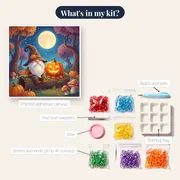 Moonlit Halloween Gnome with Jack-o'-Lantern – kit contents