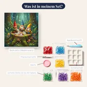 Picknick der Gnome auf Moosbaumstumpf – Inhalt des Sets