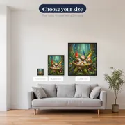 Three Gnomes' Picnic Tea on a Mossy Stump – available sizes