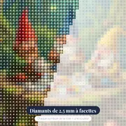 Le goûter des gnomes sur la souche moussue – gros plan des diamants