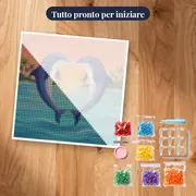 Due delfini a cuore nel mare tropicale – kit pronto per iniziare