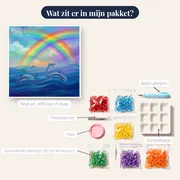 Zes dolfijnen onder dubbele regenboog – inhoud van het pakket