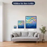 Delfine springen im farbigen Regenbogenlicht – verfügbare Größen