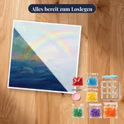 Delfine springen im farbigen Regenbogenlicht – Set bereit zum Loslegen