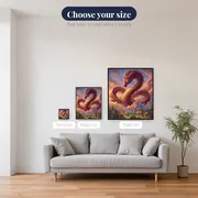 Golden-Eyed Serpent Dragon Above Village – available sizes