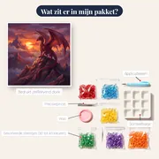 Rode Draak op Bergtop bij Zonsondergang – inhoud van het pakket