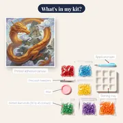 Golden Dragon Among Cloudy Peaks – kit contents