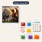 Knight and Dragon Before the Castle – kit contents
