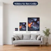Schwarzer Drache über stürmischer See – verfügbare Größen