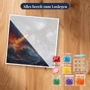 Schwarzer Drache über stürmischer See – Set bereit zum Loslegen