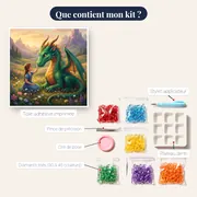 Fillette et Dragon au Pré Fleuri – contenu du kit