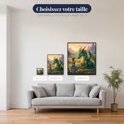 Fillette et Dragon au Pré Fleuri – tailles disponibles