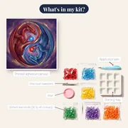 Crimson and Azure Dragons Yin Yang – kit contents