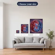 Crimson and Azure Dragons Yin Yang – available sizes