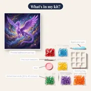 Purple Crystal Dragon Over Starry Nebula – kit contents