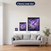 Purple Crystal Dragon Over Starry Nebula – available sizes