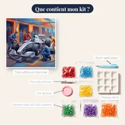 Arrêt au stand sur monoplace argentée – contenu du kit