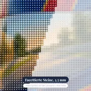Rennhelm mit Streckenreflexion im Abendlicht – Nahaufnahme der Steine