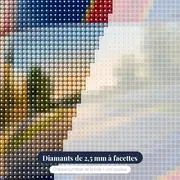 Casque de pilote au reflet du circuit – gros plan des diamants