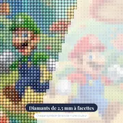 Duo de héros en course colorée – gros plan des diamants