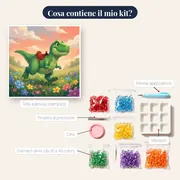 Dinosauro Verde con Sella Rossa – contenuto del kit
