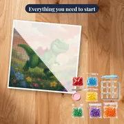 Cute Green Dino in Flower Meadow – kit ready to start