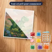 Petit dinosaure vert en plein élan – kit prêt à commencer