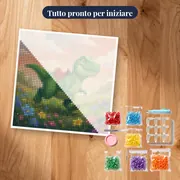 Dinosauro Verde con Sella Rossa – kit pronto per iniziare