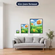 Vraagtekemblokken en munten in kleurrijk landschap – beschikbare formaten