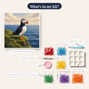 Puffin on a Grassy Cliff – kit contents