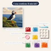 Pulcinella di mare sulla scogliera erbosa – contenuto del kit