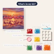 Pink Flamingo Flock at Sunrise – kit contents