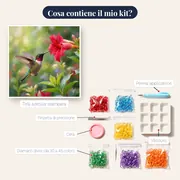 Colibrì in Volo su Fiore Rosso – contenuto del kit