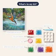 Kingfisher Diving Into a Clear Stream – kit contents
