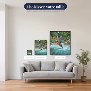 Martin-pêcheur plongeant dans le ruisseau – tailles disponibles