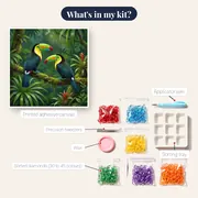 Two Toucans on a Jungle Branch – kit contents