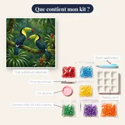 Toucans sur une Branche Tropicale – contenu du kit