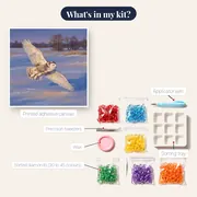 Snowy Owl Over Winter Field – kit contents
