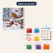 Robin on a Snowy Berry Branch – kit contents