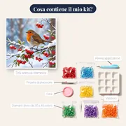 Pettirosso tra Bacche Rosse e Neve – contenuto del kit