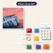 Penguin Colony Beneath a Rose-Pink Sky – kit contents