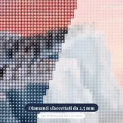 Pinguini sull'iceberg dal cielo rosa – primo piano dei diamanti