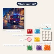 Red Fire Engine on Night Street – kit contents