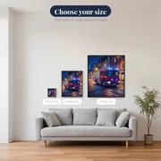 Red Fire Engine on Night Street – available sizes