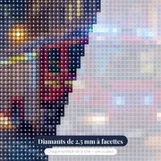 Camion de pompiers dans la ville nocturne – gros plan des diamants