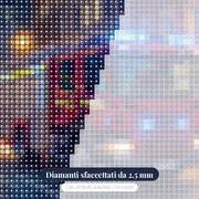 Autopompa Rossa tra Luci Blu – primo piano dei diamanti
