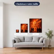 Pompiers en action face aux flammes – tailles disponibles