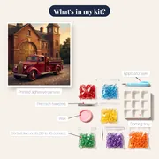 Vintage Fire Truck at Old Station – kit contents