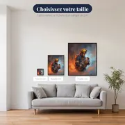 Pompier portant un enfant sauvé – tailles disponibles