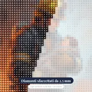 Pompiere con bambino tra il fumo – primo piano dei diamanti
